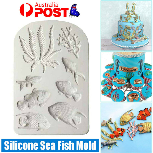 Silicone Sea Fish Coral Fondant Cake Decorating Mold Sugarcraft Icing Mould Tool