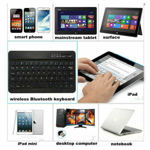 Ultra Slim Bluetooth Wireless Keyboard For Apple iPad iPhone Android Windows