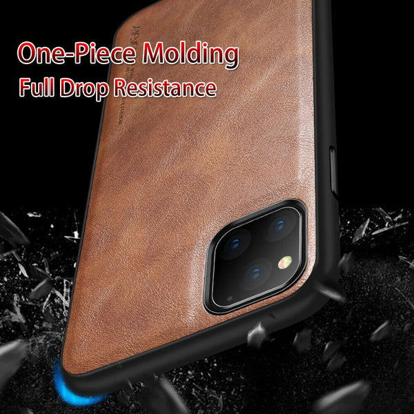 For iPhone 11 Pro Max Back Case Genuine Leather Bumper Cover