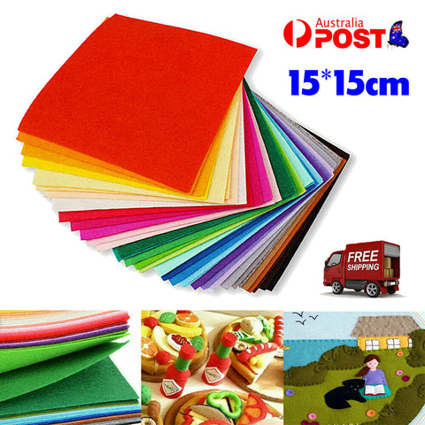 40pcs Mix Colour Squares Non Woven Felt Fabric Sheets For Kids DIY Art Handcraft