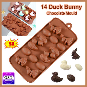 2X Bunny Egg Easter Chocolate Cake ice Cube Silicone Cookie Mould Duck Tray Je