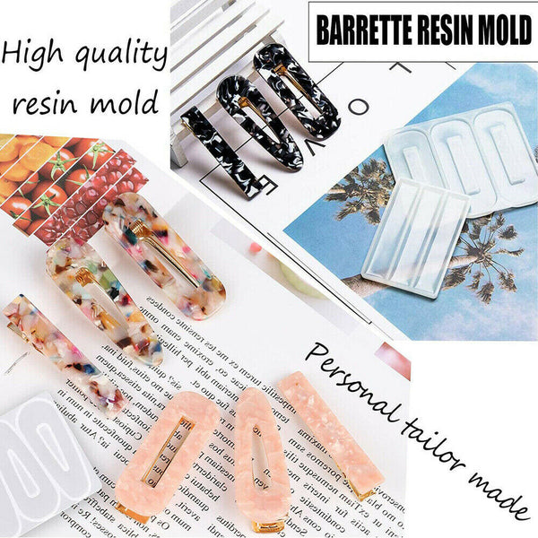 Hair Clip Mold DIY Crafts Resin Silicone Epoxy Barrette Mould Jewelry Casting HQ