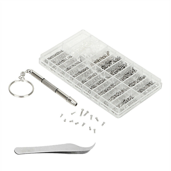 1000pcs Tiny Screws Nut + Screwdriver Watch Eyeglass Glasses Repair Tool Set Kit