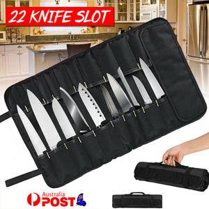 22 Slot Chef Knife Bag Carry Case Roll With Handles Kitchen Portable Storage Bag