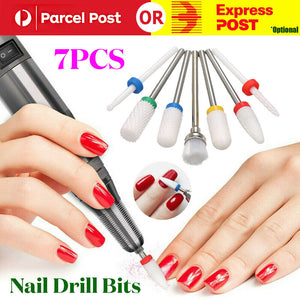 7Pcs Ceramic Nail Drill Bits Set File Acrylic Manicure Pedicure Nail Art Tools