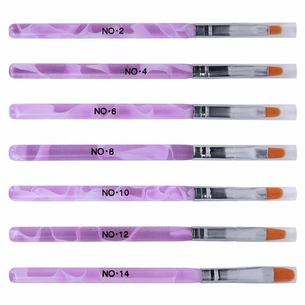 7pcs Round Tip UV Gel Nail Brush Size #2-#14 Base Sculpture Painting 3018