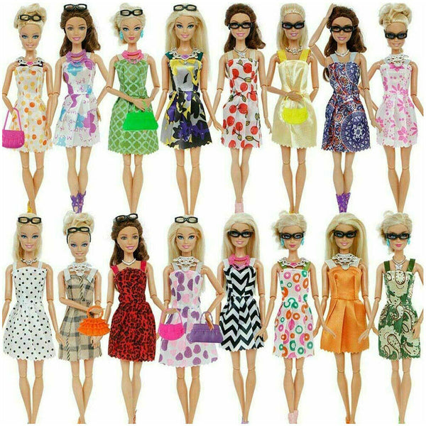 32Pcs Dolls Set Pieces Clothes Shoes Necklace Glasses Dressing Accessories Party