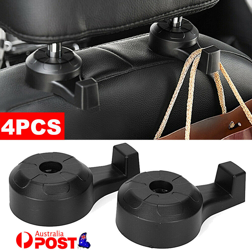 4pcs Storage Groceries Plastic Car Back Seat Bag Handbag Hooks Headrest Hanger