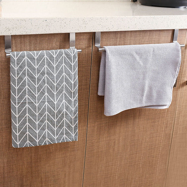 1/2X Over Door Tea Towel Holder Rack Bathroom Rail Cupboard Hanger Kitchen Hook