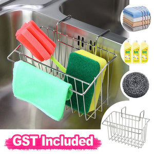 Stainless Steel Kitchen Sink Caddy Tidy Storage Holder Rack Cleaning Organizer