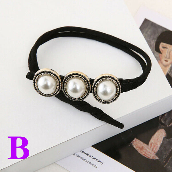 1*Fashion Flower Pearl Hairpin Bun Maker Twist Headband Lazy Hair Accessories