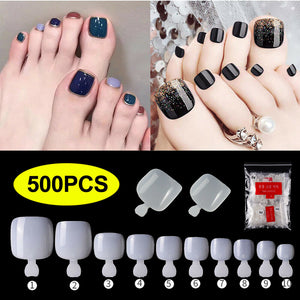 500pcs False Toenails Full Cover False Toe Nail Tips For Professional Salon AU