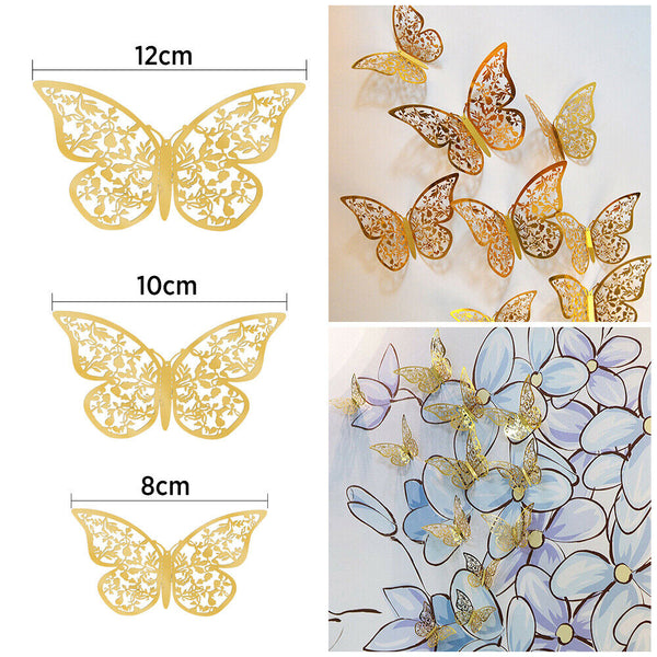 3D Butterfly Wall Decals Stickers Removable Kids Nursery Decoration DIY 12PCS