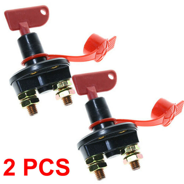 2Pcs 12V 24V Disconnect Battery Isolator Cut Off Kill Switch Key Car Marine Boat