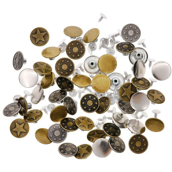 50 Sets Jeans Button Metal Tack Buttons Replacement Repair Craft Sewing Pants AU