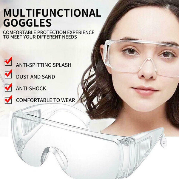 2pcs Clear Safety Goggles Glasses Eye Protection Work Lab Dust Clear Lens