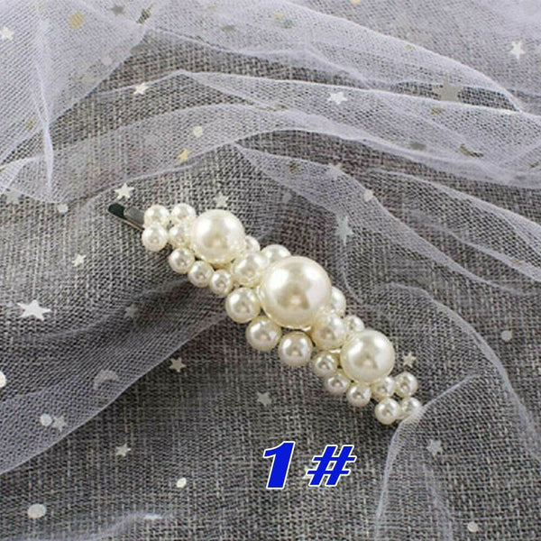 Popular Women Pearl Hair Clip Snap Barrette Stick Hairpin Hair Accessories Gift