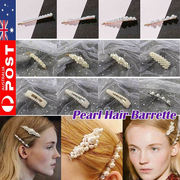 Popular Women Pearl Hair Clip Snap Barrette Stick Hairpin Hair Accessories Gift