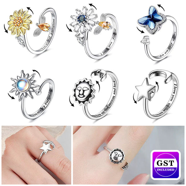 Adjustable Opening Relief Anxiety Fidget Spinner Ring Meditation Spinner Ring