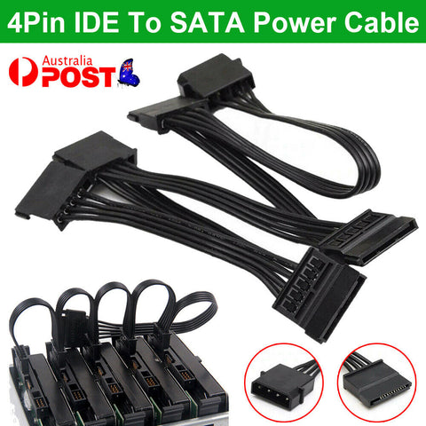 4Pin IDE Molex To 5-Port 15Pin SATA Power Cable Cord Lead Hard Drive HDD SSD PC