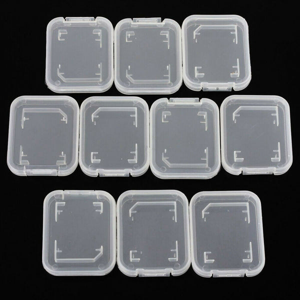 10Pcs SD SDHC Memory Card Case Box Storage Hard Plastic Transparent Holder