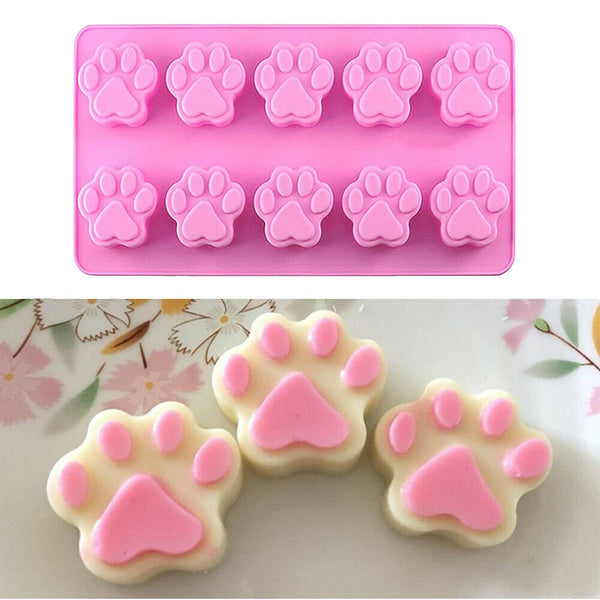 Paw Print Silicone Mold Chocolate Cookie Mould Jelly Ice Cube Baking Decor