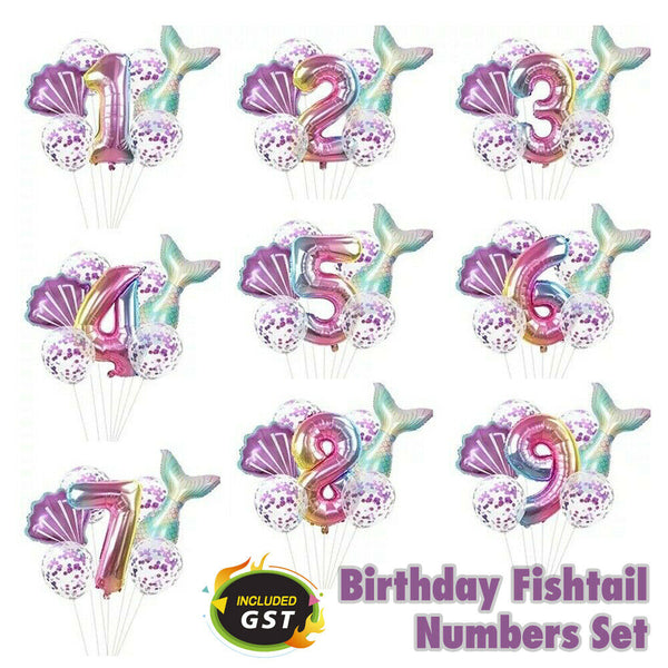 Little Mermaid Party Decorations Foil Balloons Rainbow 1st 2nd 3rd 4th Birthday