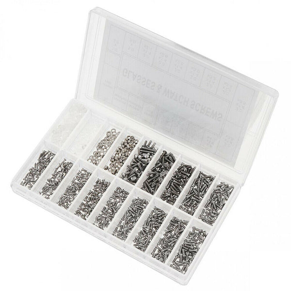 1000pcs Tiny Screws Nut + Screwdriver Watch Eyeglass Glasses Repair Tool Set Kit