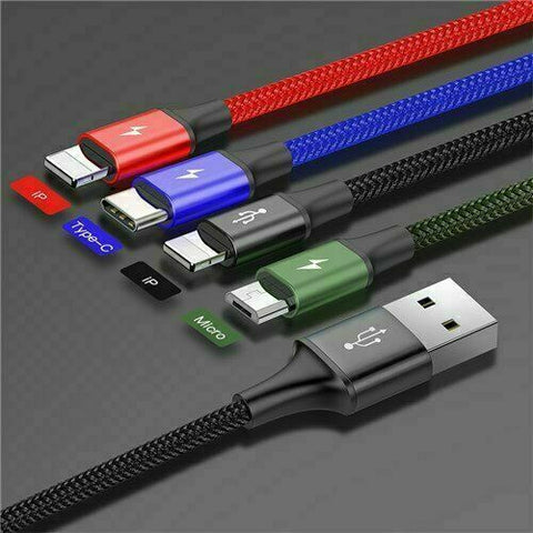 Baesus 4-in-1 Multi USB Charger Charging Cable Cord for iPhone Type C Micro USB