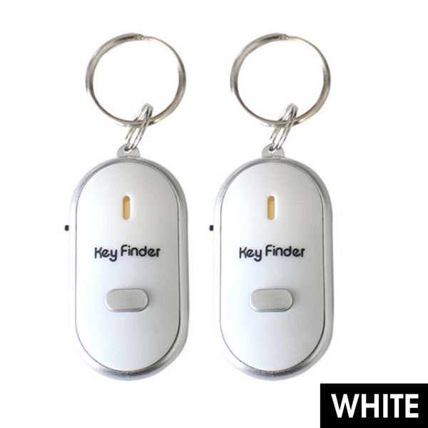 2PCS Black/White Whistle Key Finder Wireless Beep LED Locator Anti-Lost Trackers
