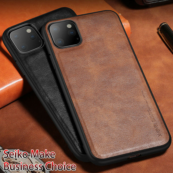 For iPhone 11 Pro Max Back Case Genuine Leather Bumper Cover