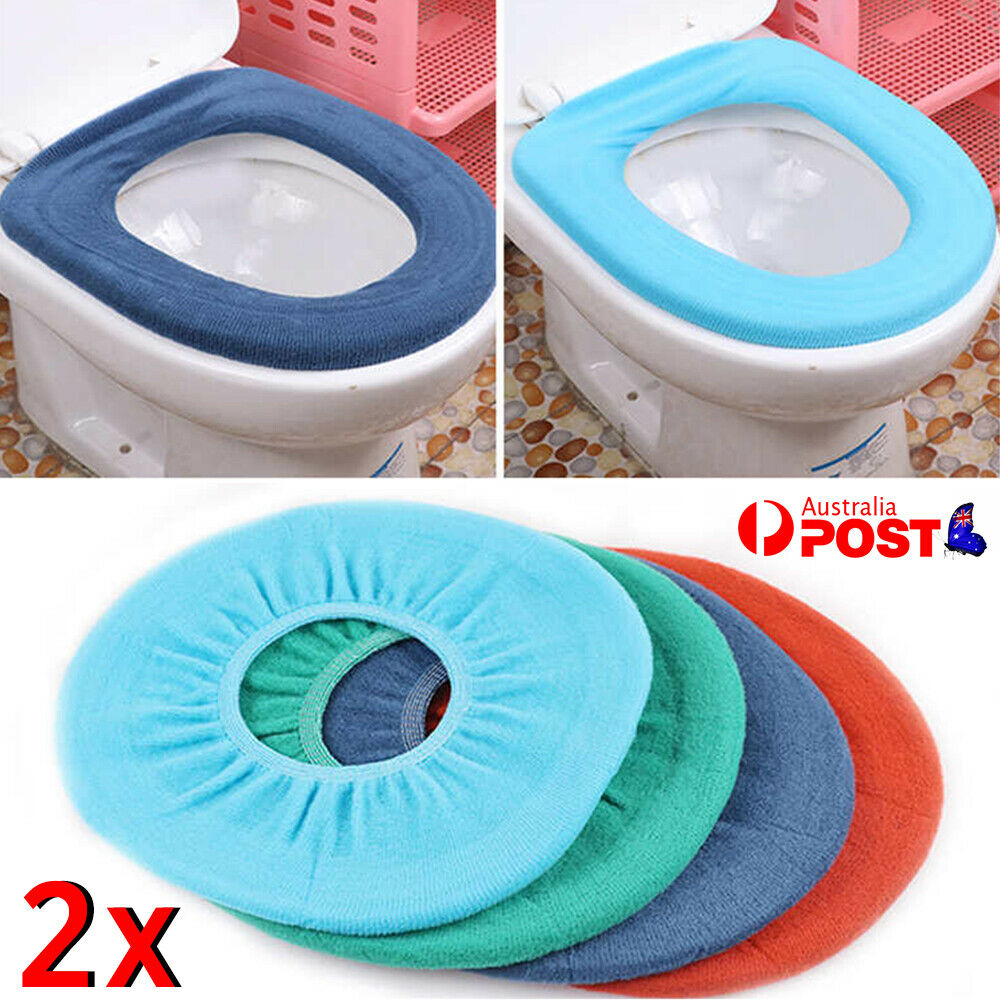 2X Bathroom Toilet Seat Closestool Washable Soft Warmer Cushion Mat Pad Cover AU