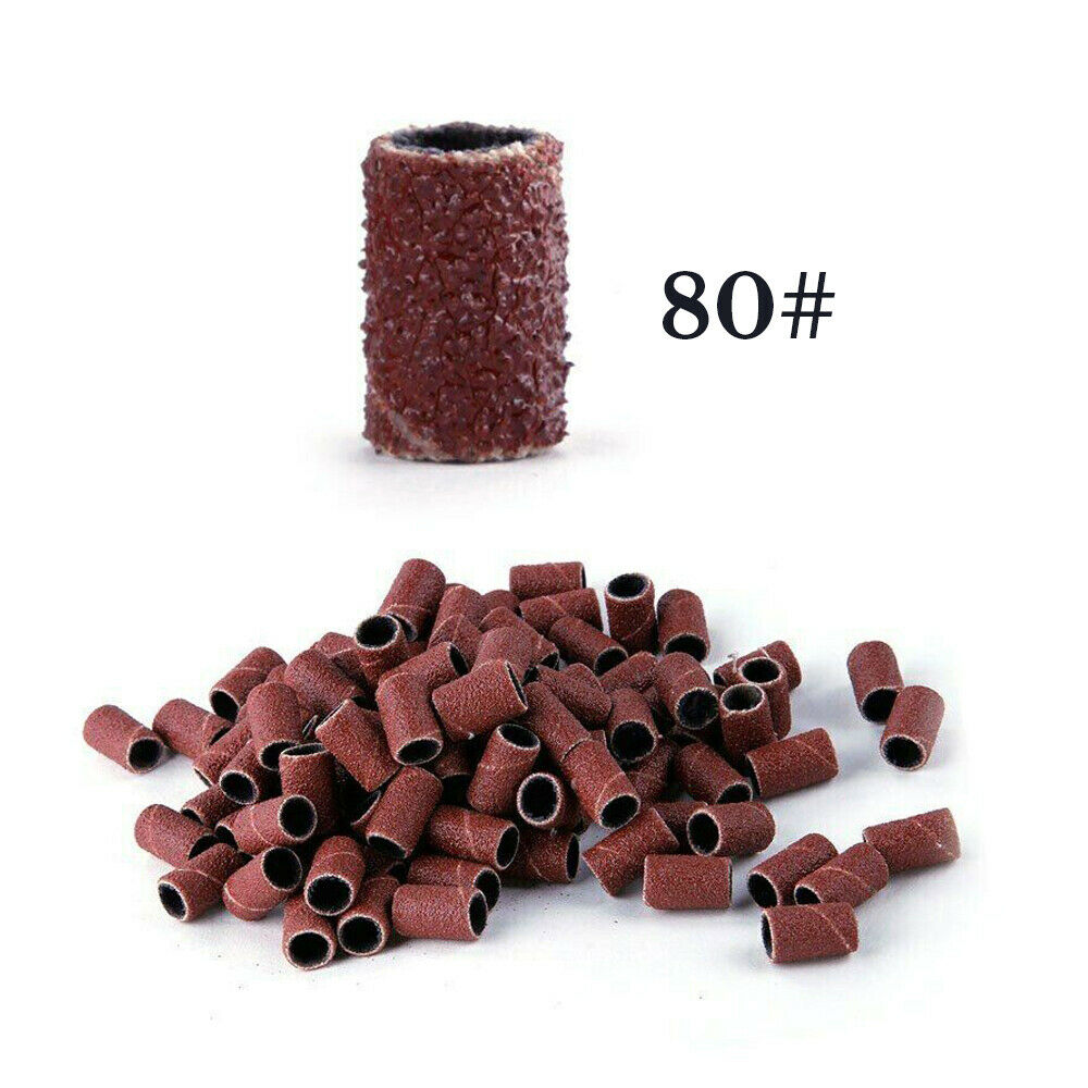 100PCS Nail Sanding Bands 80 120 240 for Electric Drill Machines Filing Bits