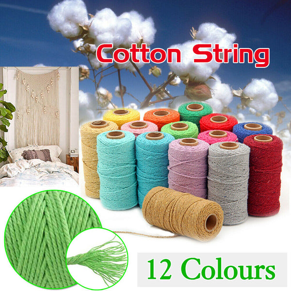 2MM 100m Hand Craft Colorful Cotton Macrame Cord Rope DIY Twisted String Rustic