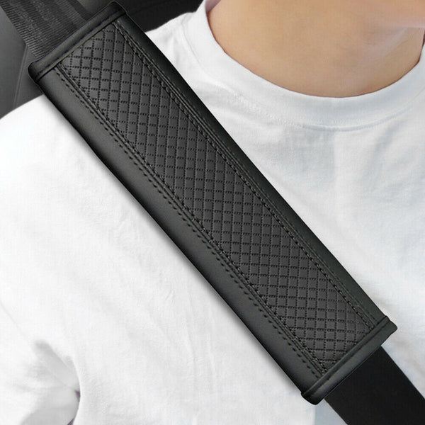 2PCSLeather Safety Belt Shoulder Cover Breathable Protection Seat Belt Padding