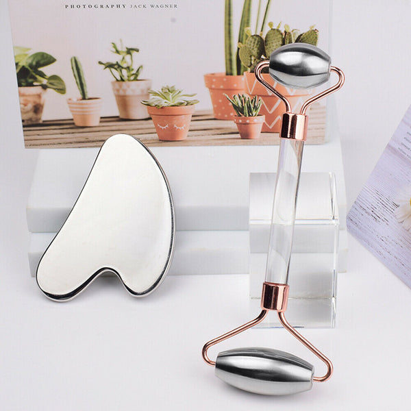 Stainless Steel Gua Sha Massager Facial Scraper Eye Roller Shaping Massage Tool