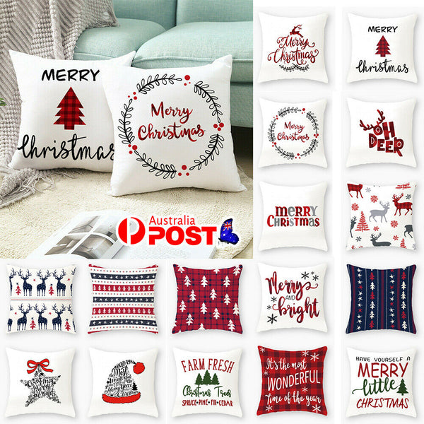 Christmas Cushion Cover Throw Waist Bolster Pillow Case Sofa Home Party Decor