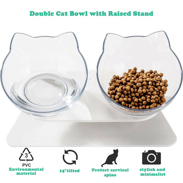 Double Elevated Pet Bowl Cat Dog Feeder Food Water Raised Lifted Stand Holder AU