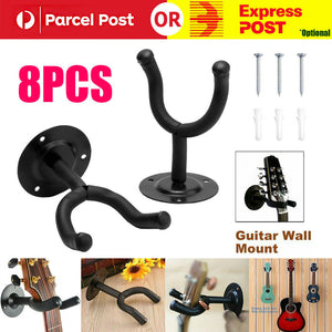 8Pcs Guitar Hanger Wall Mount Holder Hook Rack Bracket Padded Instrument Display