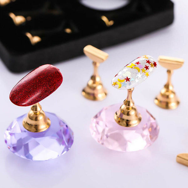 Magnetic Nail Tip Display Stand Holder Practice Set Art Training Tool Finger