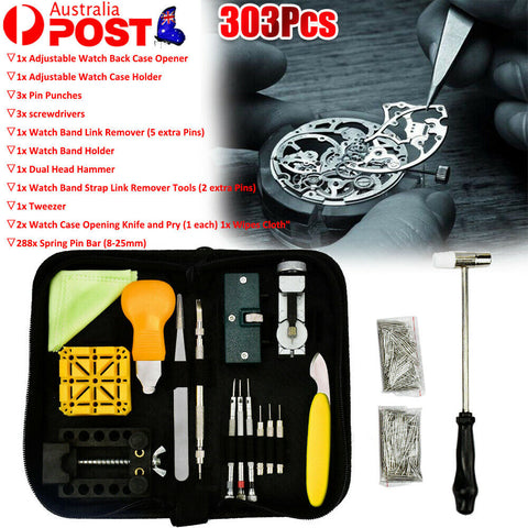 300+ Pcs Professional Watch Repair Tools Kit Battery Replacement Watch Band AU
