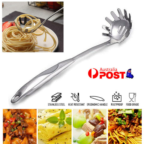 Kitchen Pasta Server Stainless Steel Spoon Ergonomic Handle for Spaghetti Noodle