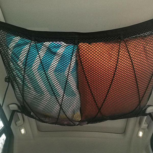 Car Roof Ceiling Cargo Net Mesh Storage Bag Pouch Pockets For SUV Van 90x65cm