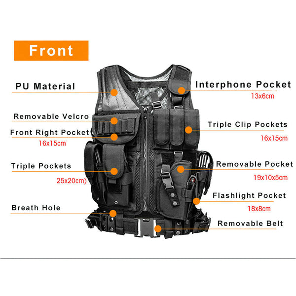 Tactical Military Vest Army Paintball Airsoft Combat Assault Adjustable Armor