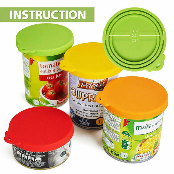 3/6x Pet Food Can Cover Lid Dog Cat Pet Tin Silicone Reusable Storage Cap Top