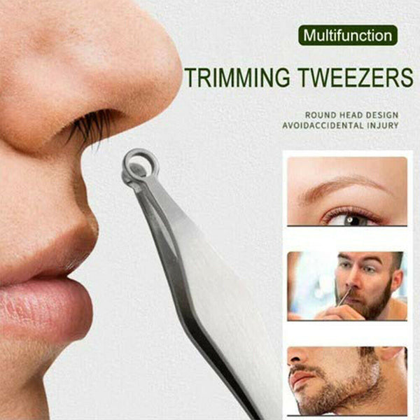 Universal Nose Hair Trimming Tweezers Stainless Steel Round Tip Nasal Cleaning