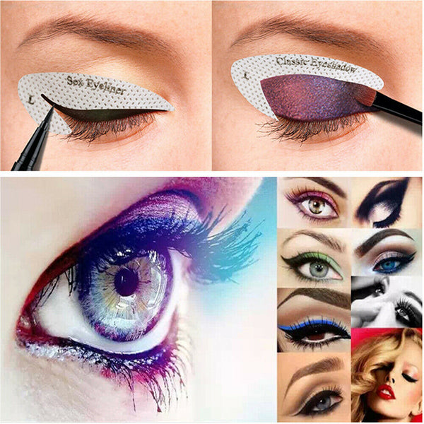 4 Sheets Quick Eyeliner Eyeshadow Stencils Eye Makeup Stickers Different Style