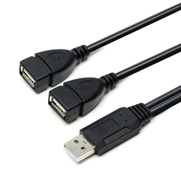 Double USB Extension 1 Male To 2 Female Y Cable Cord Power Adapter Splitter