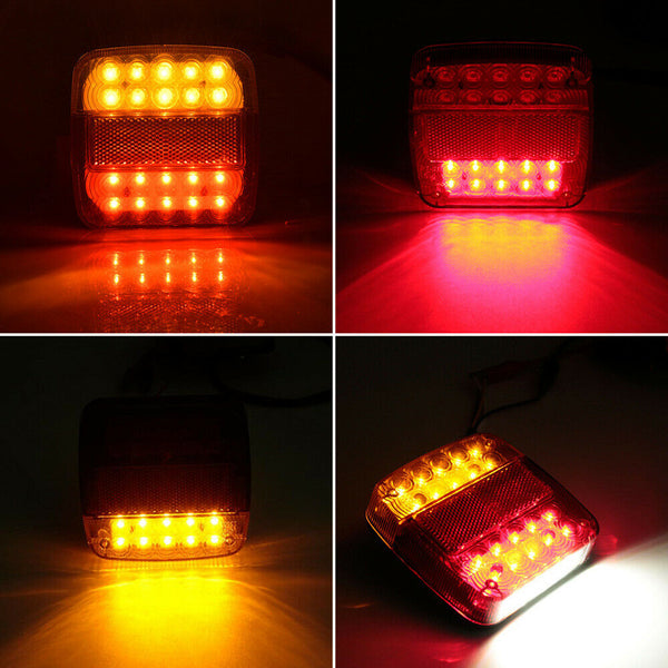 Pair LED Square Tail light 12V trailer truck number taillight STOP/BRAKE lights