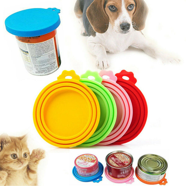 3/6x Pet Food Can Cover Lid Dog Cat Pet Tin Silicone Reusable Storage Cap Top